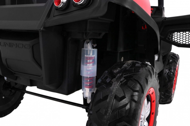 Mercedes Benz Unimog pro děti Červený + 4x4 + dálkové ovládání + nosič zavazadel + pomalý start + MP3 LED