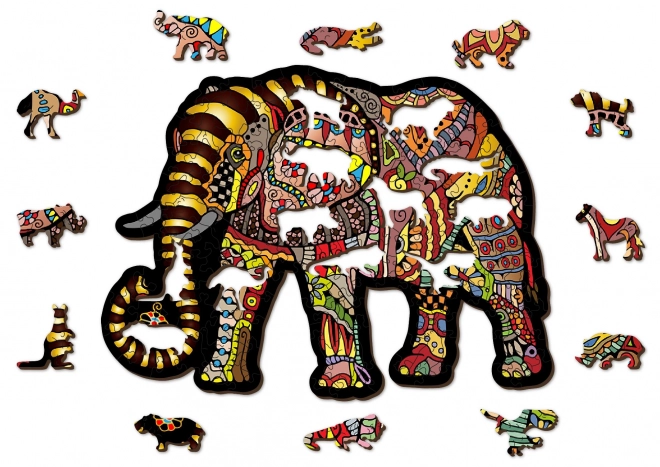 Dřevěné puzzle Magický slon