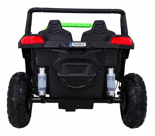 Silná závodní čtyřkolka buggy pro 2 děti Zelená + Střídavý motor + Nafukovací kola + LED audio