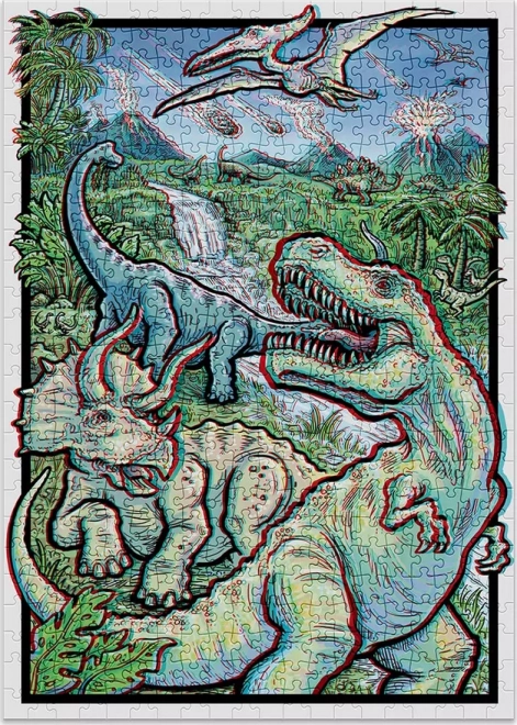 CLOUDBERRIES Puzzle Dinosaurs 3D s brýlemi 500 dílků