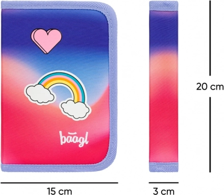 Školní set Airy Duha červený: Batoh, penál, sáček, desky, box