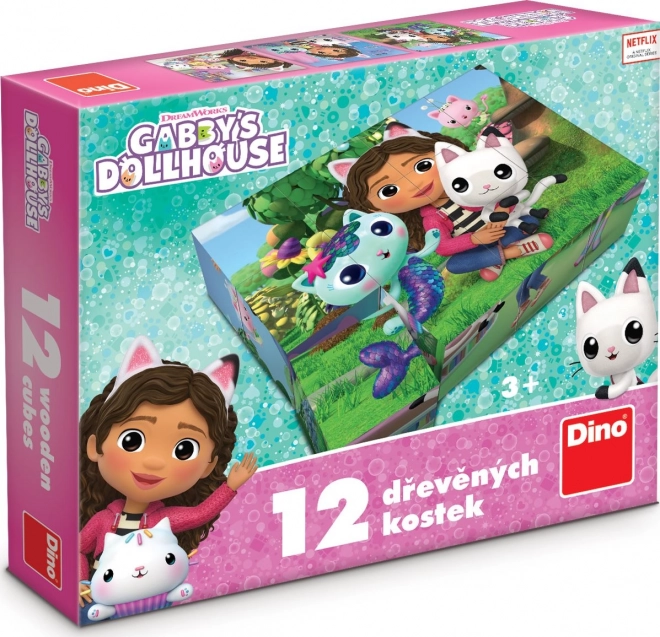 DINO Obrázkové kostky Gábinin kouzelný domek, 12 kostek