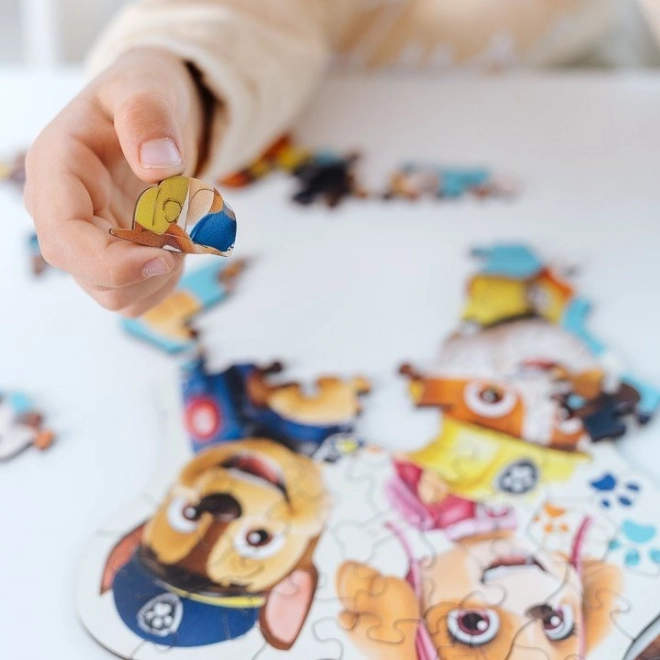 Dřevěné oboustranné puzzle Tlapková patrola 50 dílků