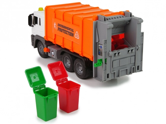 Popelářský vůz s třecím pohonem Zvukové efekty Oranžový 1:16 recyklace