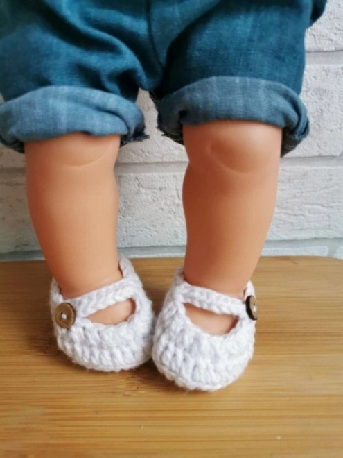 HÁČKOVANÉ BÍLÉ BOTY PRO 38CM PANENKU