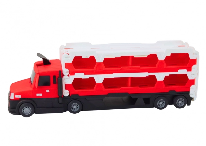 Lora Lorry 2v1 Závodní dráha Světla Zvuky Zvuky Značky Auta Červená