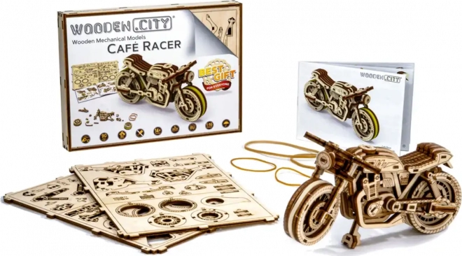 Dřevěné 3D puzzle - Motocykl Cafe Racer