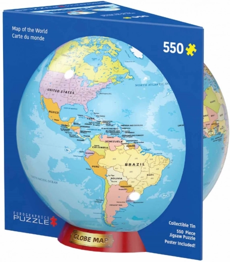 Puzzle Mapa světa 550 dílků v plechové krabičce