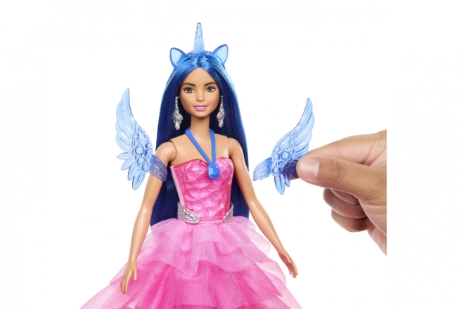 Panenka Barbie princezna Sapphire + okřídlený jednorožec