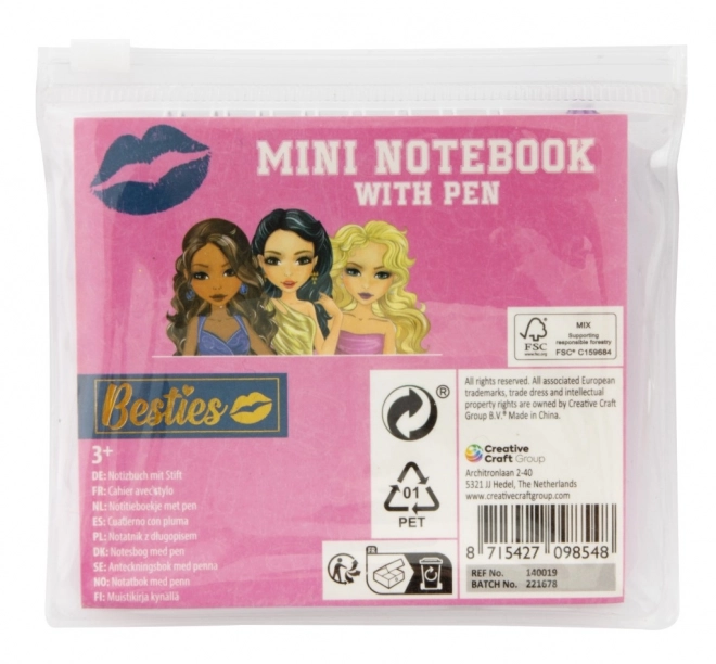 Mini kroužkový blok s tužkou Besties
