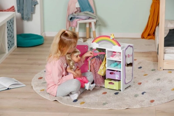 Duhová šatní skříň pro panenky BABY born
