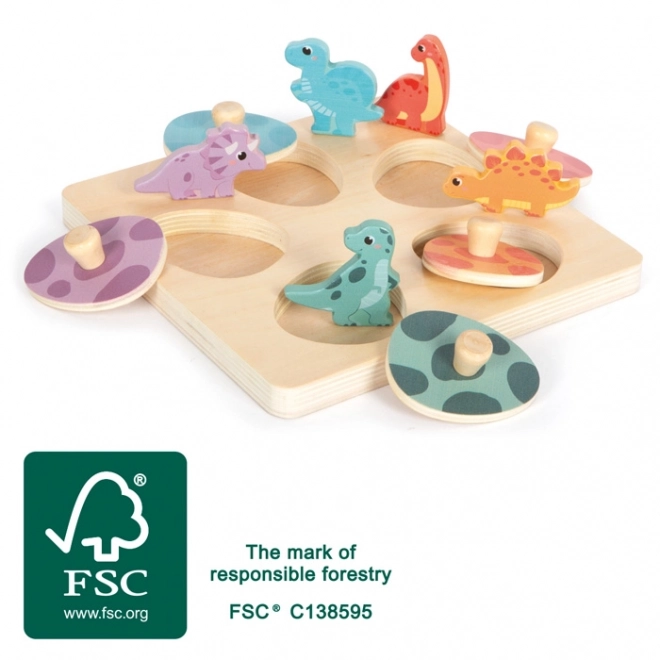 Dřevěné paměťové puzzle dinosauři