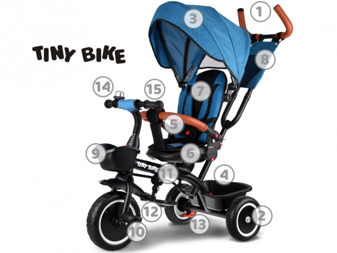 Dětská tříkolka Tiny Bike 3v1 s otočnou sedačkou a stříškou – Zelená