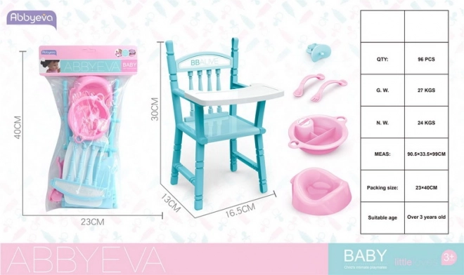 Židle skládací pro miminko s doplňky 30 cm