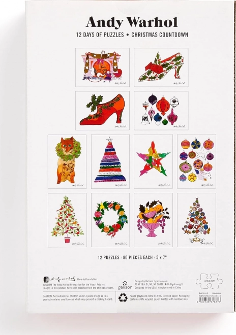 Vánoční puzzle adventní kalendář 12 dní podle Andyho Warhola