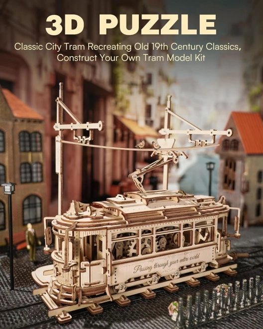 RoboTime 3D dřevěné mechanické puzzle Tramvaj