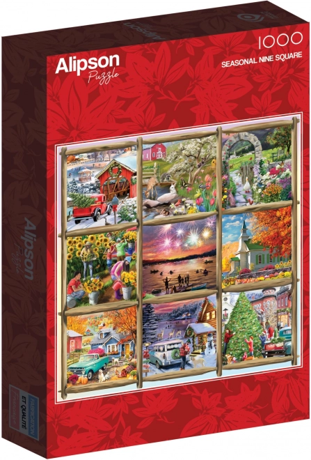 Čtvercové puzzle Koláž Jaro, Léto, Podzim, Zima 1000 dílků