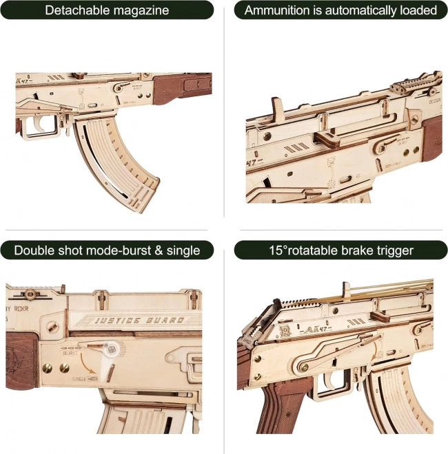 RoboTime 3D Dřevěné mechanické puzzle Útočná puška AK-47