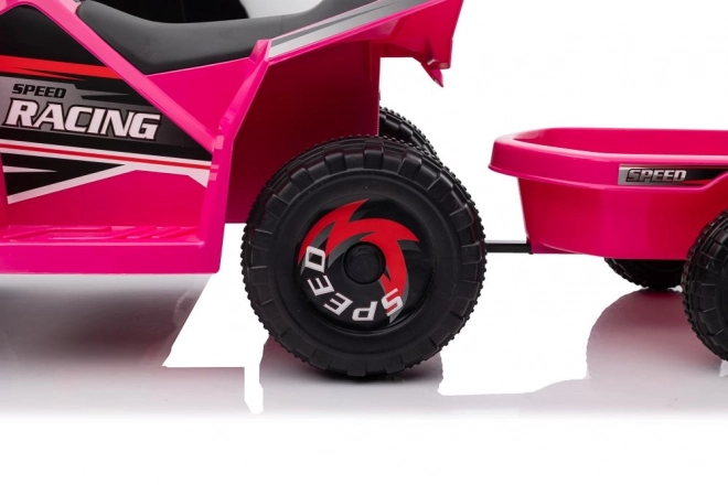 Růžová bateriová čtyřkolka XMX630T s přívěsem