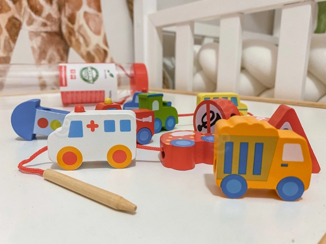 Dřevěné navlékací kostičky Vozidla