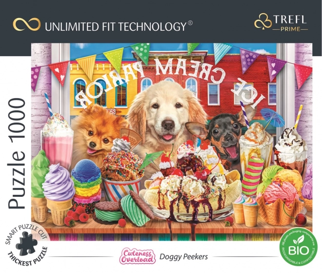 Puzzle Pejsci před cukrárnou 1000 dílků