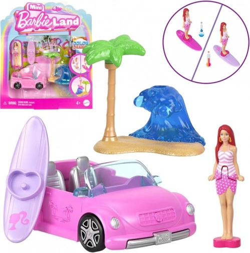 Mattel mini Barbie Land kabriolet s minipanenku barbie a měnící barvy