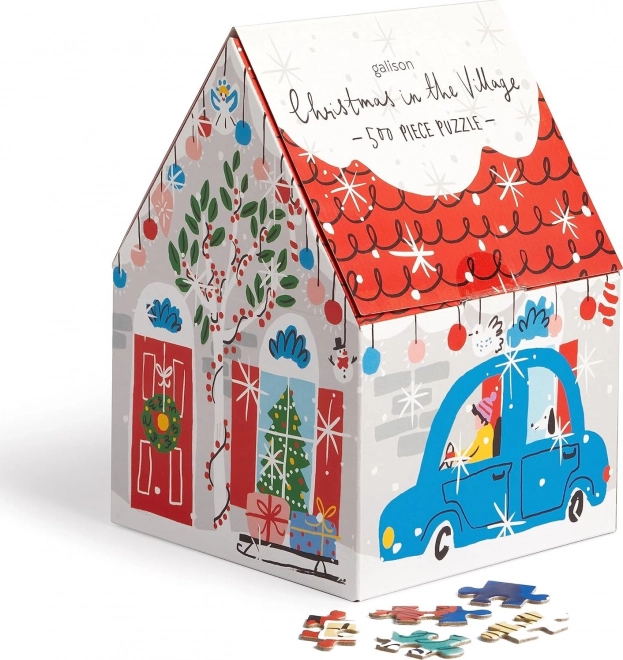 Čtvercové puzzle Vánoce ve vsi 500 dílků