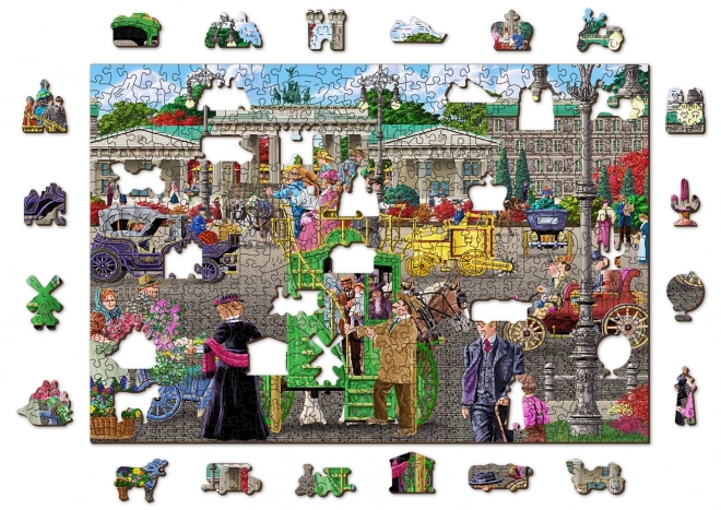 Dřevěné puzzle s figurkami - Pařížské náměstí v Berlíně