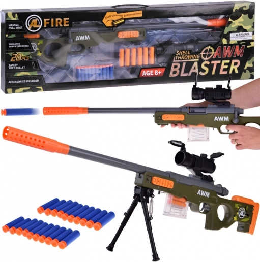 Velká pěnová sniper puška s optikou a zásobníkem