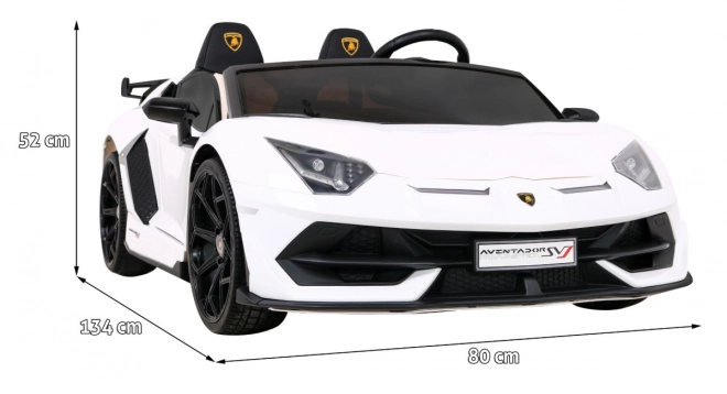 Lamborghini SVJ DRIFT pro 2 děti Bílá + funkce Drift + dálkové ovládání + MP3 LED + pomalý start