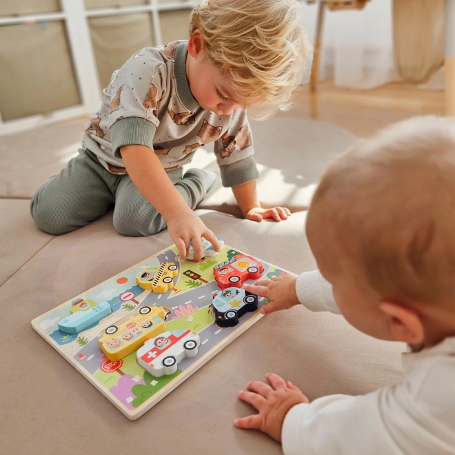 Dřevěné puzzle Montessori město