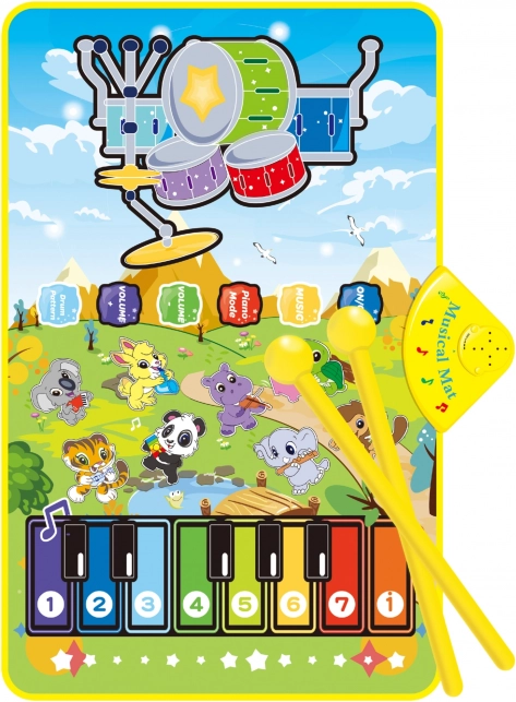 Woopie Hudební Podložka Zvířátka Interaktivní Piano a Bicí 2v1