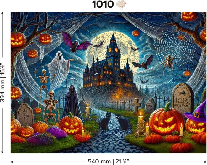 Dřevěné puzzle Halloweenský hrad