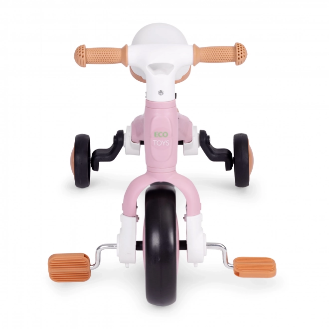 Balanční kolo s pedály - tréninková postranní kolečka 3v1 ECOTOYS – Růžové