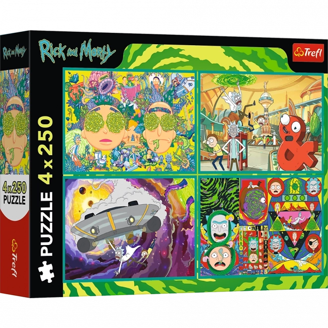 Puzzle 4x250 Zakręcený svět Ricka a Mortyho od Trefl