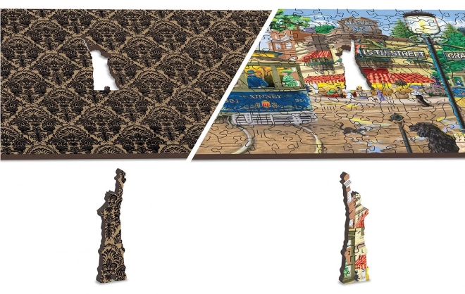 Dřevěné puzzle viktoriánská ulice 2v1