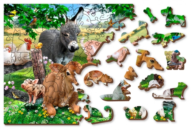 Dřevěné puzzle Školka na farmě