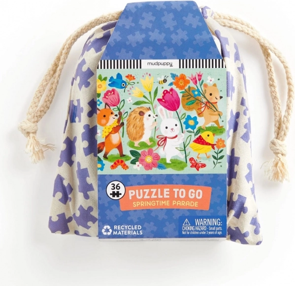 Puzzle Jarní průvod v látkovém pytlíku od Mudpuppy
