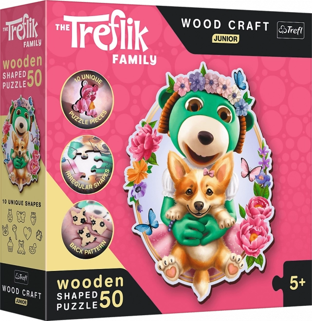 Dřevěné puzzle Šťastní Treflíci 50 dílků