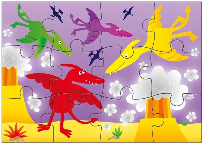 Puzzle V zemi dinosaurů pro děti 4v1