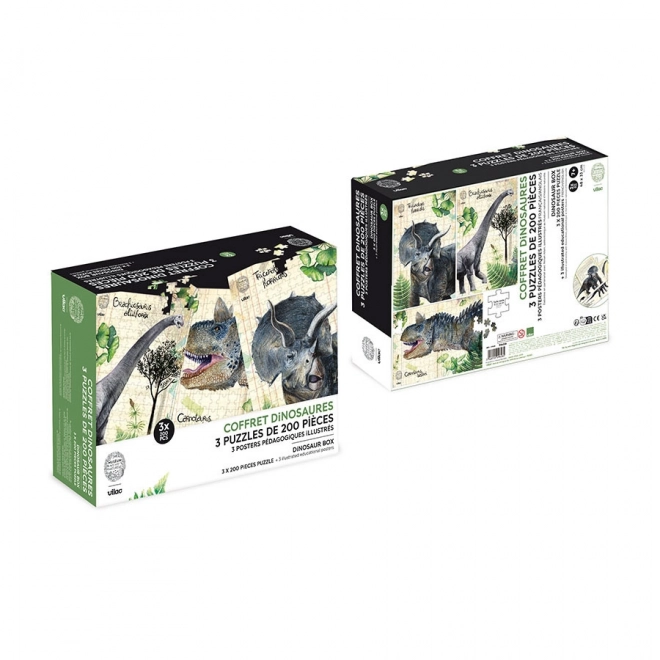 Vilac sada tří puzzlí s dinosaury