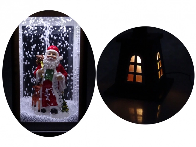 Vánoční dekorace Lucerna Sněhová vločka Santa Claus House 2v1 Koledy Světla