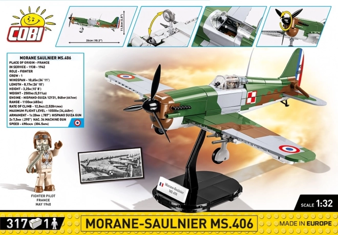 COBI 5724 II WW Morane-Saulnier MS.406, 1:32, 317 k, 1 f