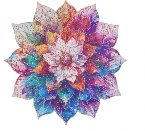 Dřevěné puzzle Květinová mandala