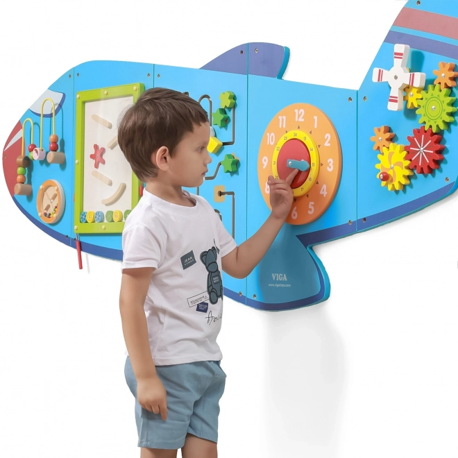 Dřevěná nástěnná senzorická tabule Letadlo VIGA Montessori