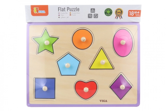 Viga Dřevěné Puzzle Tvary s Kolíčky