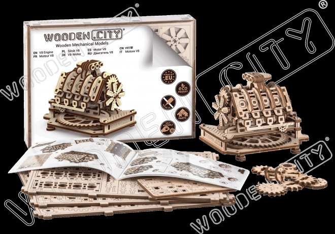 WOODEN CITY 3D puzzle Motor V8, 200 dílů