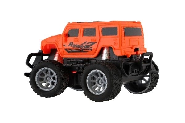 Avto RC mini tovornjak plast 12cm 27MHz na baterije s svetlobami v škatli 18x11,5x10cm – Oranžové