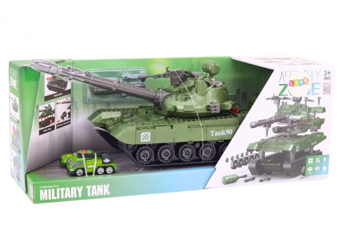 Zelený tank DIY pro děti s rozebíratelnými díly a zvuky