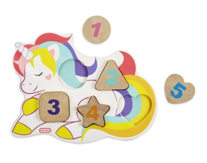 Little Tikes Dřevěné puzzle s čísly - Jednorožec, Dinosaurus, Lama